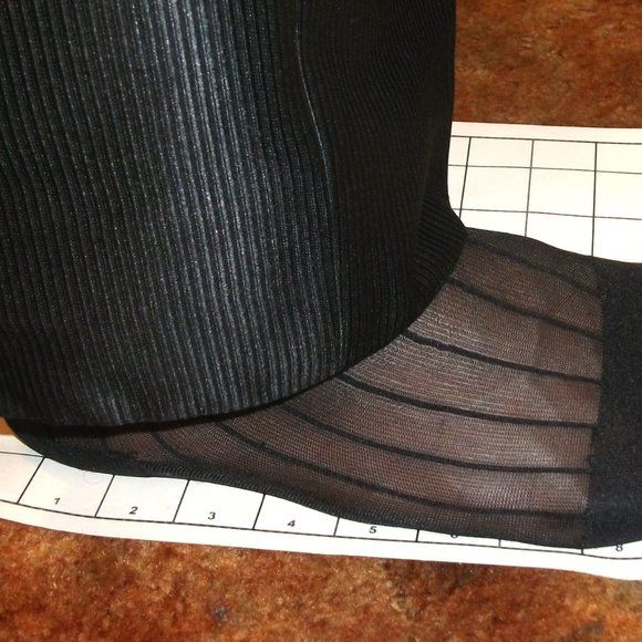 2PR New Men's Black Sheer Thick N Thin TNT Socks Cap Heel, Mid-Calf TNRSMBLK-M - Picture 7 of 9